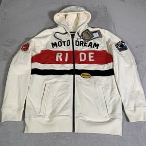 Royal Enfield Hoodie Mens XL White Full Zip Sweatshirt Moto‎ Dream Ride NEW